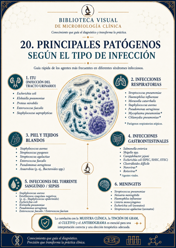 Principales patógenos por tipo de infección